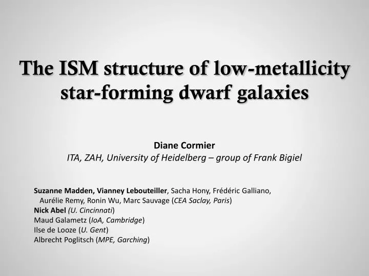 the ism structure of low metallicity star forming dwarf galaxies