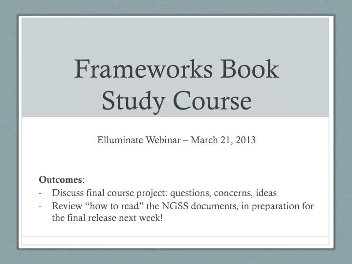 frameworks book study course