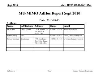 MU-MIMO AdHoc Report Sept 2010