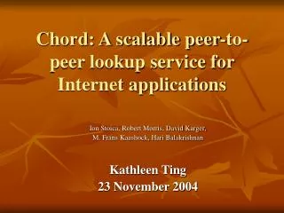 Chord: A scalable peer-to-peer lookup service for Internet applications