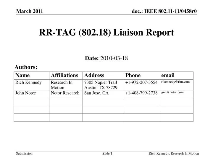 rr tag 802 18 liaison report