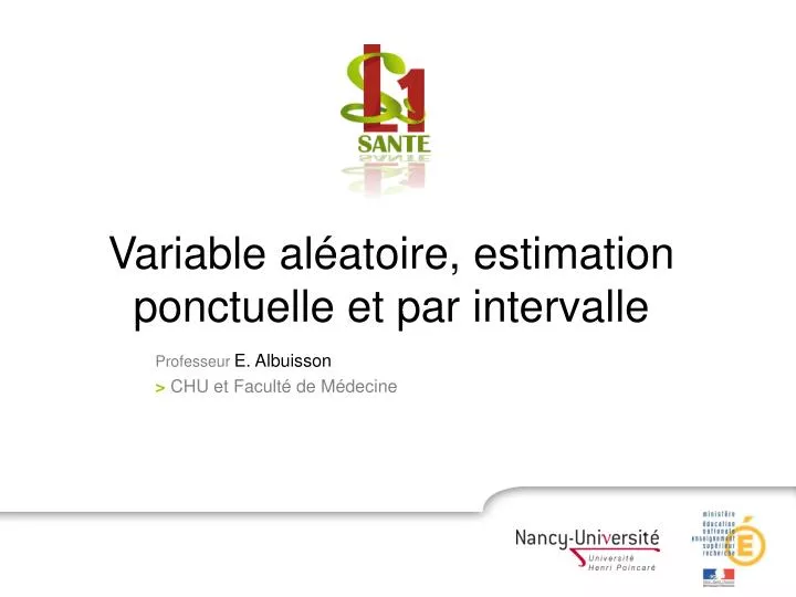 variable al atoire estimation ponctuelle et par intervalle