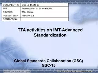 TTA activities on IMT-Advanced Standardization