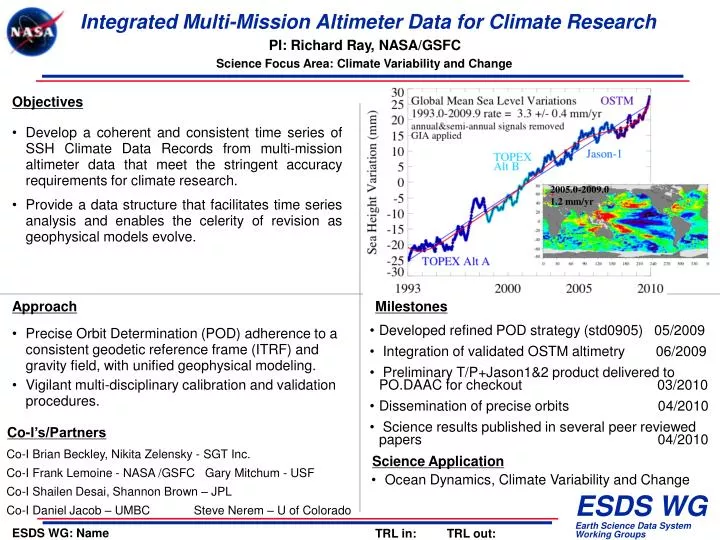 integrated multi mission altimeter data for climate research