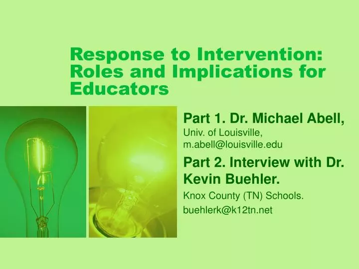 response to intervention roles and implications for educators