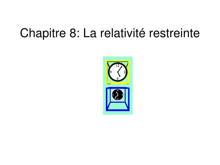 chapitre 8 la relativit restreinte