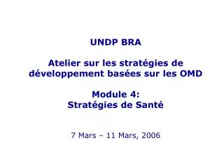 UNDP BRA Atelier sur les stratégies de développement basées sur les OMD Module 4: