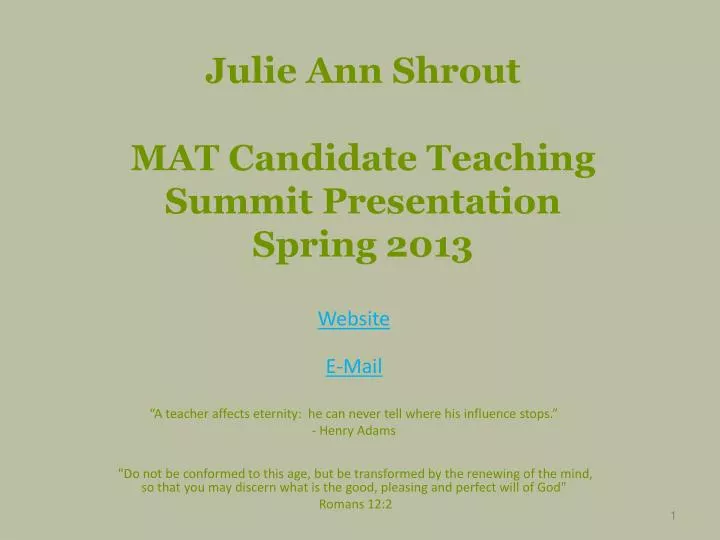 julie ann shrout mat candidate teaching summit presentation spring 2013