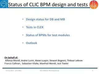 Status of CLIC BPM design and tests