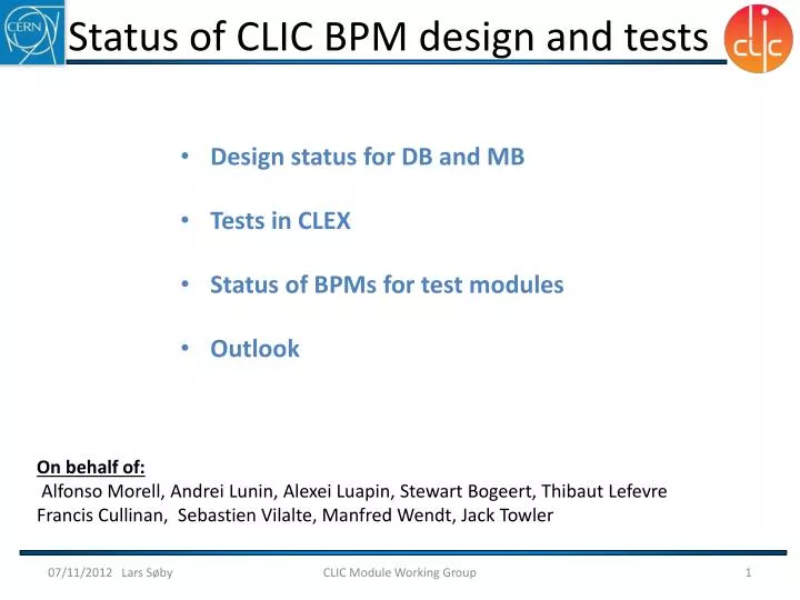 status of clic bpm design and tests