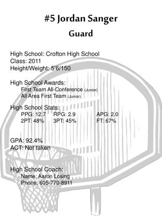 #5 Jordan Sanger Guard