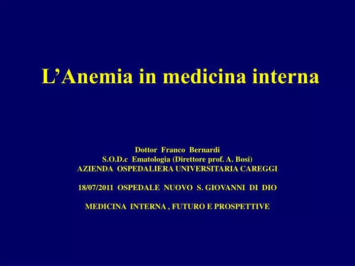 l anemia in medicina interna
