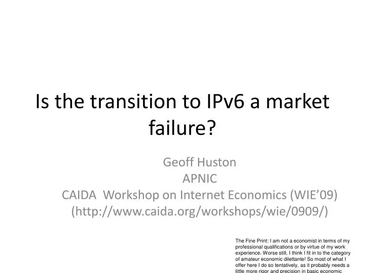 is the transition to ipv6 a market failure