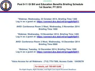 *Webinar, Wednesday, 22 October 2014, Briefing Time 1300