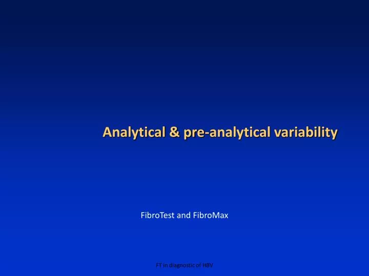 analytical pre analytical variability