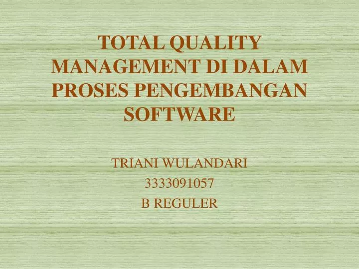 total quality management di dalam proses pengembangan software