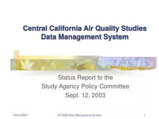 Central California Air Quality Studies Data Management System
