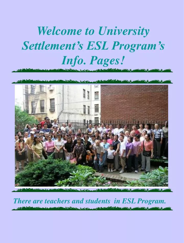 welcome to university settlement s esl program s info pages
