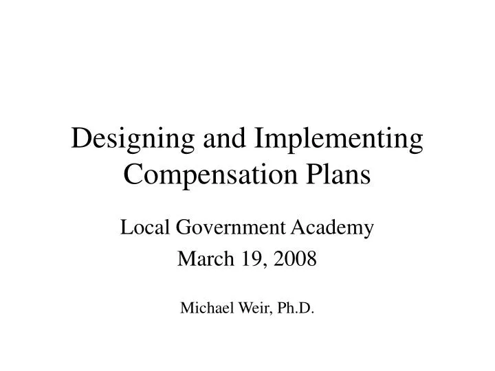 designing and implementing compensation plans