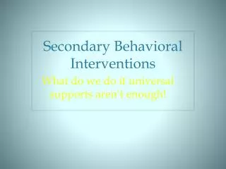 Secondary Behavioral Interventions