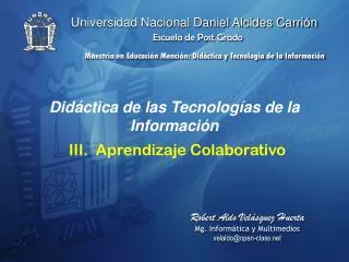 Didáctica de las Tecnologías de la Información III. Aprendizaje Colaborativo