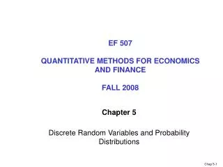 Chapter 5 Discrete Random Variables and Probability Distributions