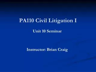 PA110 Civil Litigation I