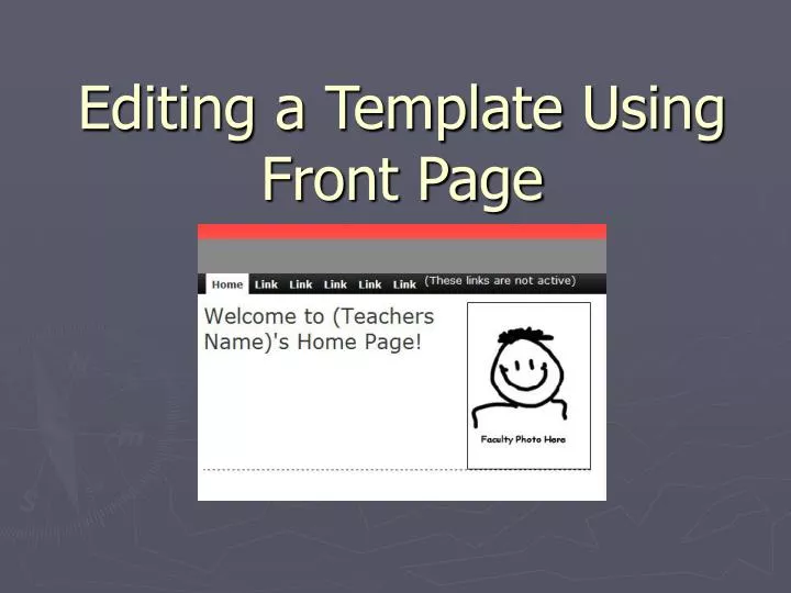 editing a template using front page