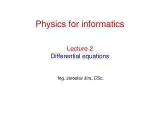 Lecture 2 Differential equations