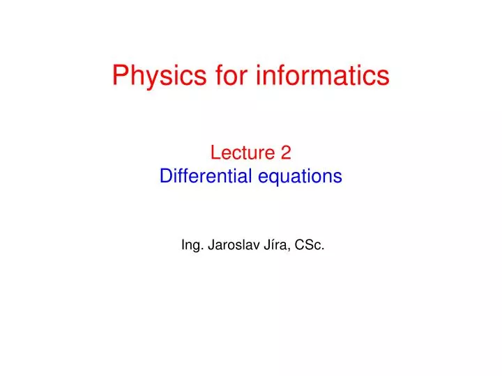lecture 2 differential equations