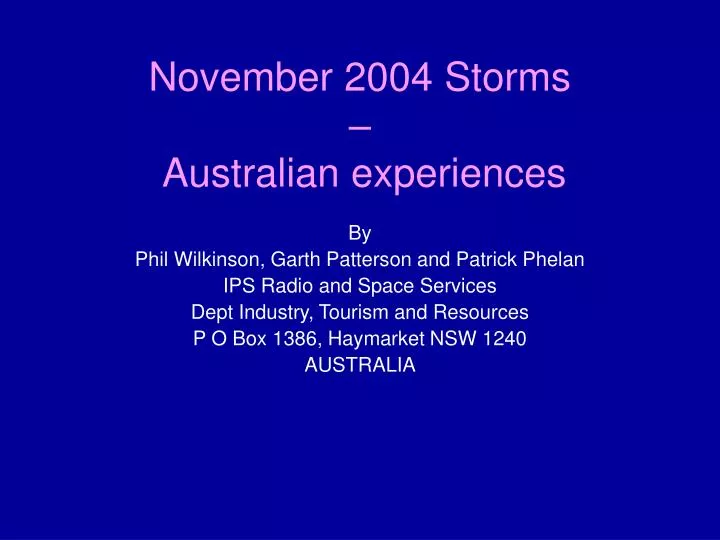 november 2004 storms australian experiences