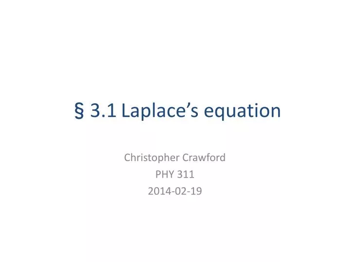 3 1 laplace s equation