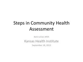 Steps in Community Health Assessment