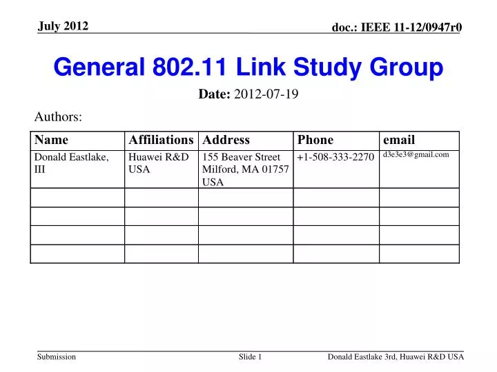 general 802 11 link study group