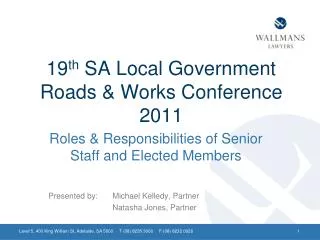 19 th SA Local Government Roads &amp; Works Conference 2011
