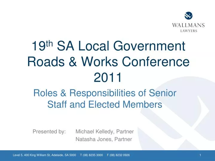 19 th sa local government roads works conference 2011