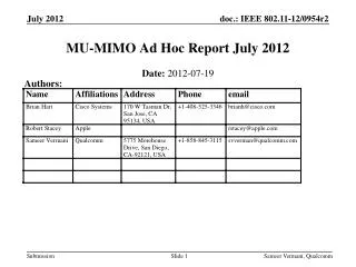 MU-MIMO Ad Hoc Report July 2012