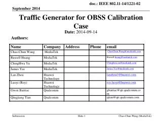 Traffic Generator for OBSS Calibration Case
