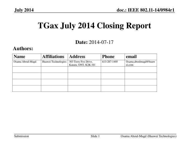 tgax july 2014 closing report