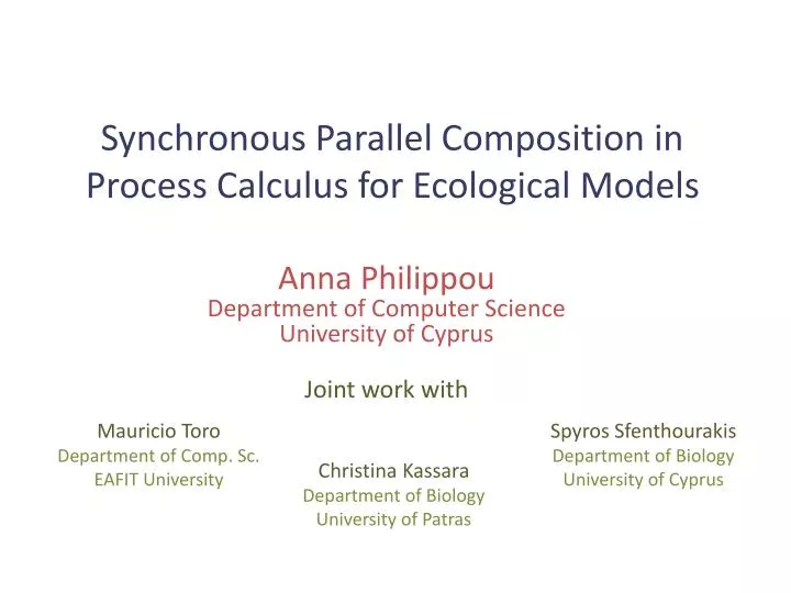 synchronous parallel composition in process calculus for ecological models