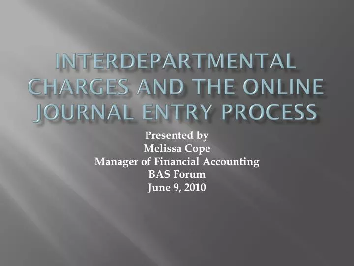 interdepartmental charges and the online journal entry process