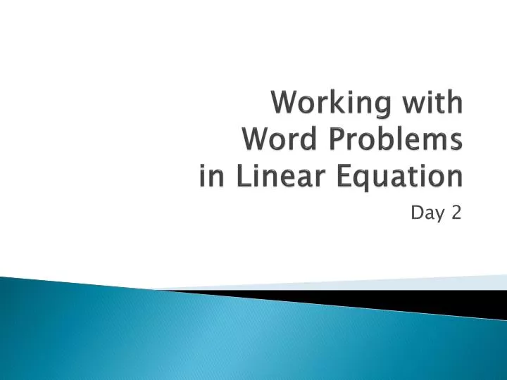 working with word problems in linear equation