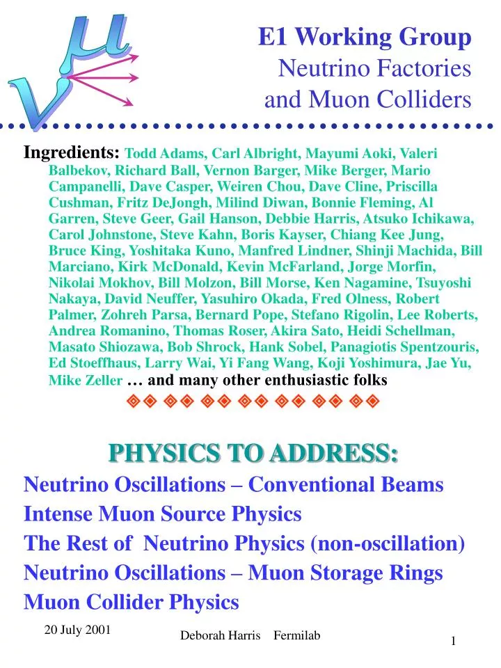 e1 working group neutrino factories and muon colliders