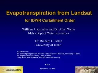 Evapotranspiration from Landsat for IDWR Curtailment Order