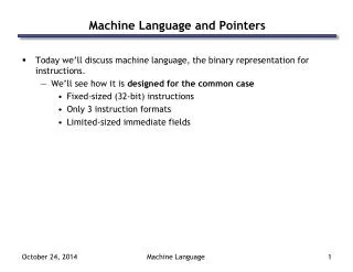 Machine Language and Pointers