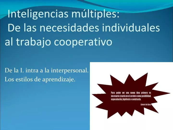 inteligencias m ltiples de las necesidades individuales al trabajo cooperativo