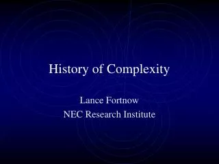 History of Complexity