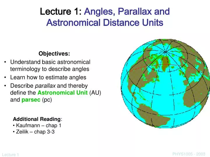 lecture 1 angles parallax and astronomical distance units
