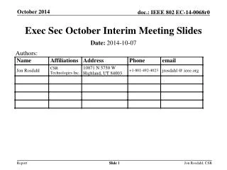 Exec Sec October Interim Meeting Slides