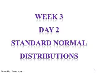 Week 3 Day 2 Standard normal distributions